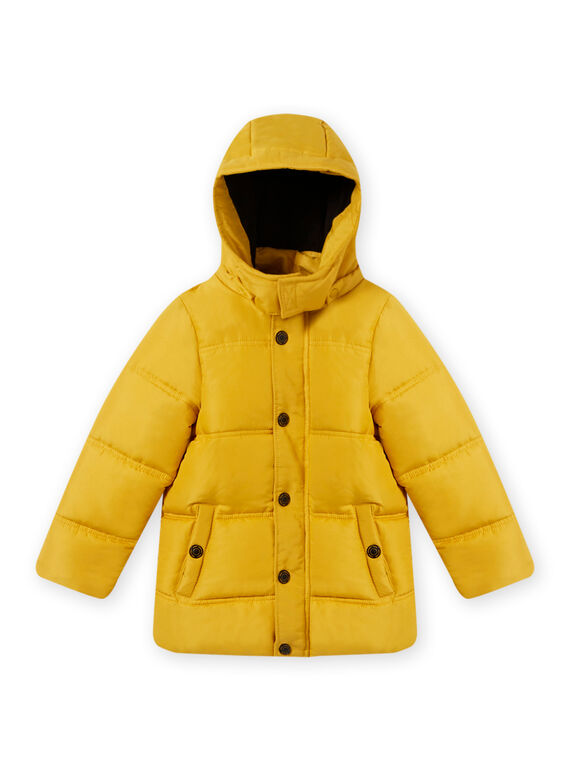 Anorak liso de color amarillo con capucha para niño MOGRODOU5 / 21W90263D3E106