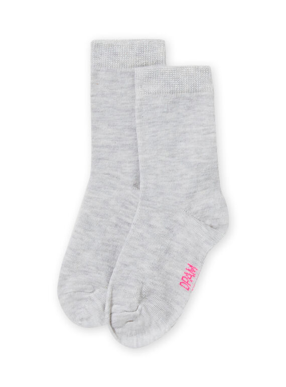 Calcetines medios altos de color gris jaspeado para niña MYAESCHO2 / 21WI01E9SOQ943