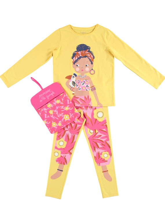 Pijama de color amarillo con su guardapijamas para niña JEFAPYJUN / 20SH11L4PYGB116