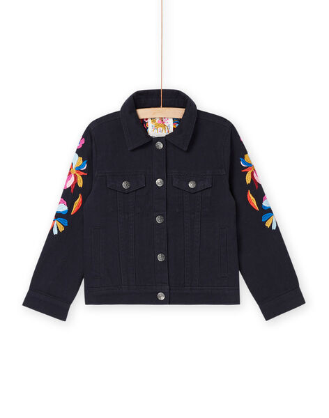 Chaqueta vaquera negra con manga bordada RAJUNVEST / 23S901U1VESC243