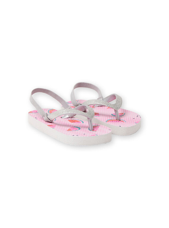 Chanclas rosas de rayas con estampado de sandía para niña LFTONGFRUIT / 21KK3562D01000