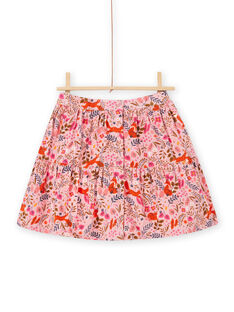 Falda de color rosa viejo con estampado floral de fantasía de terciopelo para niña MASAUJUP2 / 21W901P1JUP303