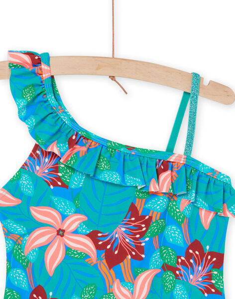 Bañador turquesa con estampado de flores RYAMER3 / 23SI01R5MAIC217