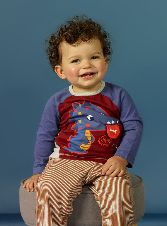 Camiseta azul, burdeos y gris jaspeado para bebé niño MUPATEE1 / 21WG10H1TML719