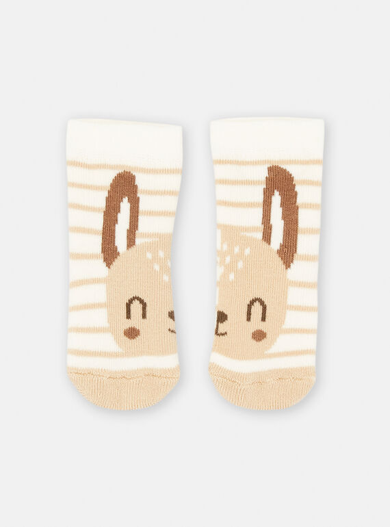 Calcetines blancos y marrones con estampado de rayas SOU2CHO3 / 23WF4221SOQA001