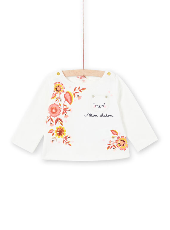 Camiseta blanca de manga larga, para bebé niña LINAUTEE / 21SG09L1TML001