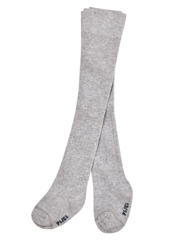 Leotardos de algodón de canalé de color gris claro para bebé niña JYIESCOL3 / 20SI0965COLJ920