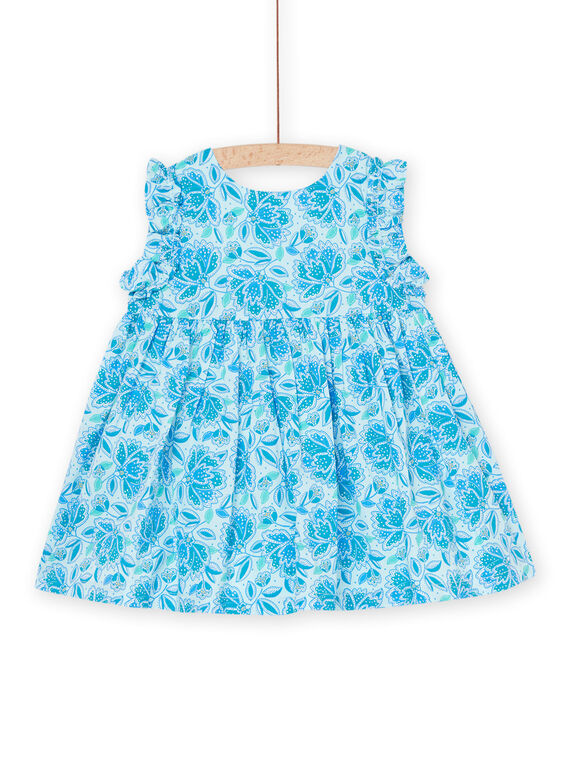 Vestido turquesa con estampado de flores RIBALROB1 / 23SG09W3ROBC215
