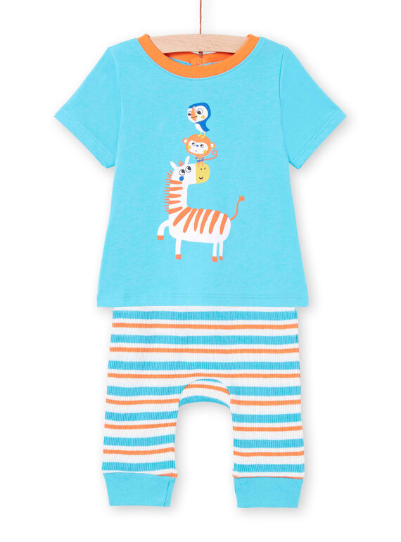 Pijama con estampado de jungla y leggings de rayas multicolor para bebé niño LEGAPYJZEB / 21SH14C2PYJC240