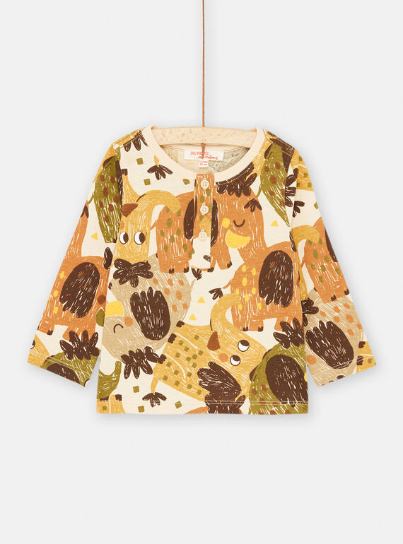 Camiseta beige y marrón con estampado de animal SUCOUTUN / 23WG10L2TML811