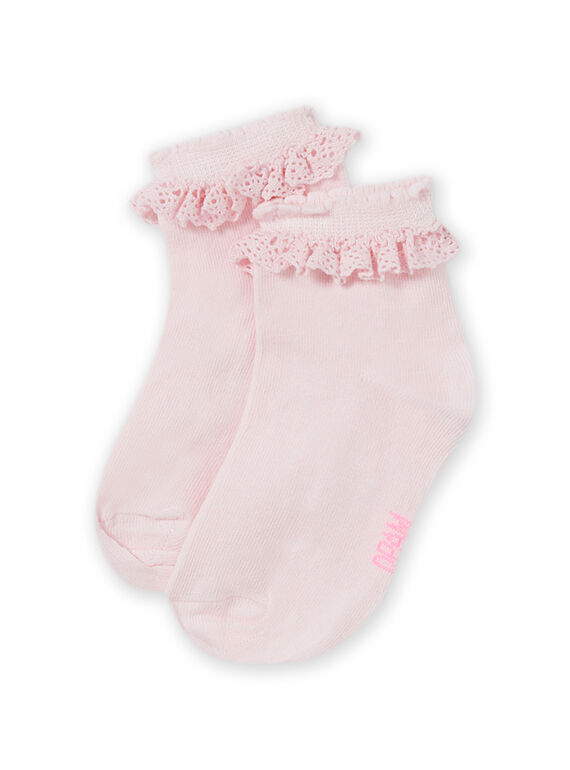 Calcetines de color rosa pastel con detalle de encaje para niña MYAESCHOD3 / 21WI01E5SOQ307