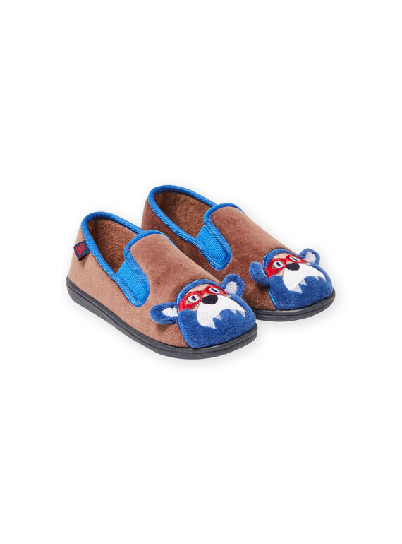 Zapatillas de casa de color topo con estampado de oso para niño MOPANTOURS / 21XK3637D0B803
