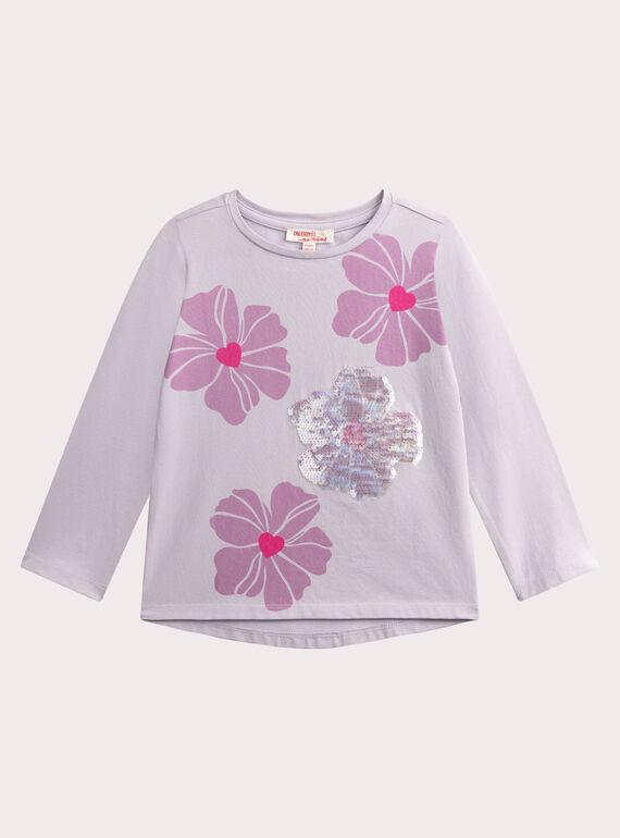 Camiseta lila con estampado floral para niña  VAJOYTEE6 / 24W901I3TMLH700