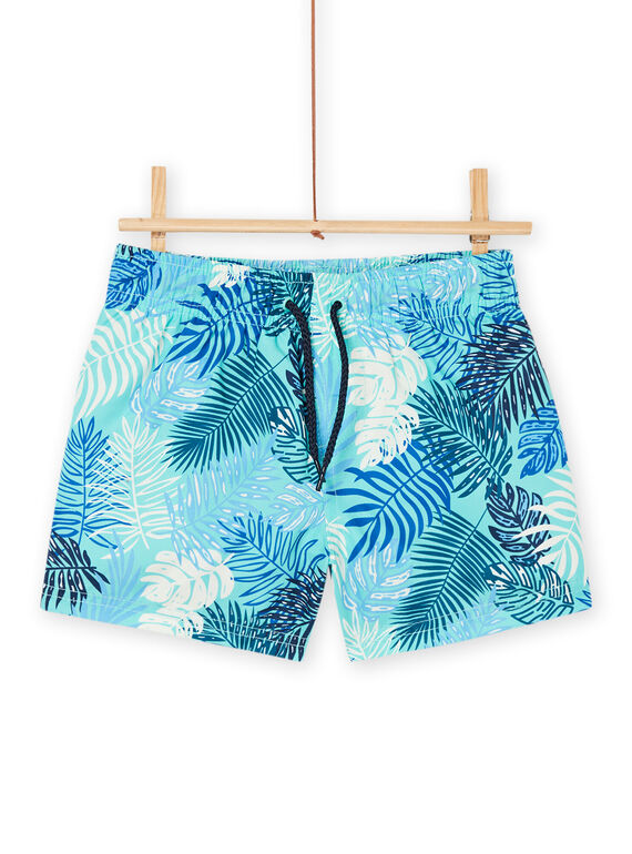 Short de baño azul con estampado de hojas RYOMERBOXTRO / 23SI02R6MAIC200