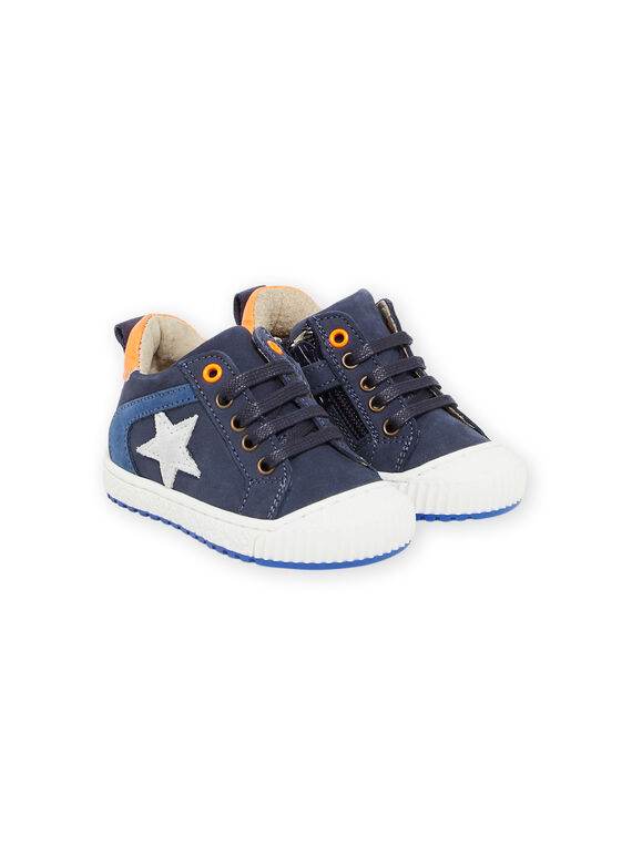 Zapatillas altas de piel azul marino con detalles fluorescentes PUBASFLUO / 22XK3883D3Q070