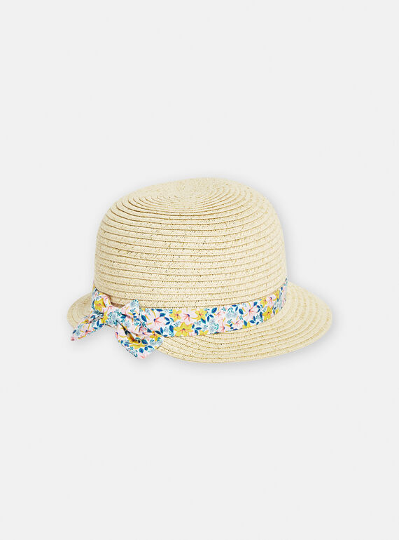 Sombrero de rafia de ceremonia beige para bebé niña TYIPOCHA1 / 24SI09E3CHA009