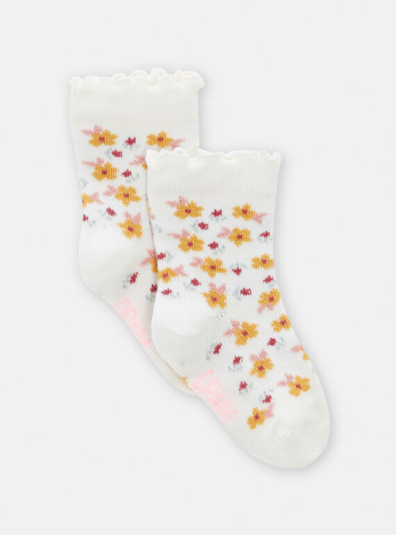 Calcetines de color crudo con estampado floral para bebé niña TYIJOSOQ4 / 24SI0985SOQ001