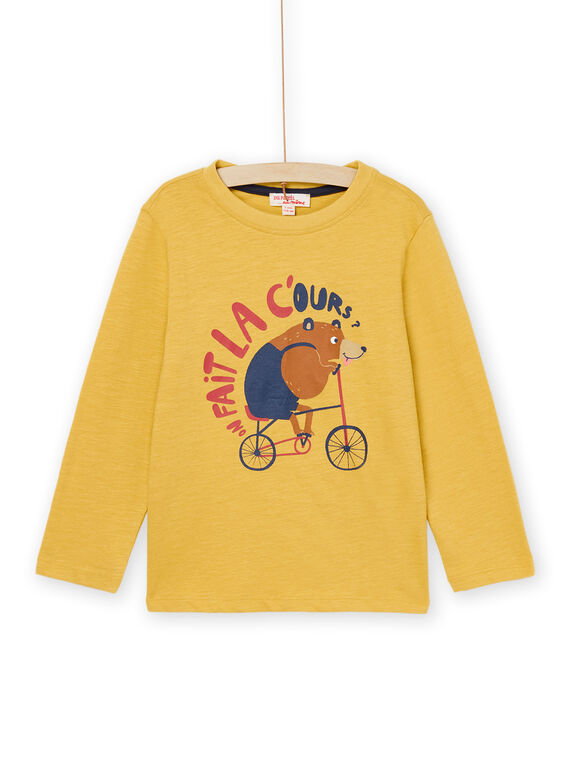 Camiseta con estampado de oso y texto mostaza POJOTEE5 / 22W902C2TML106