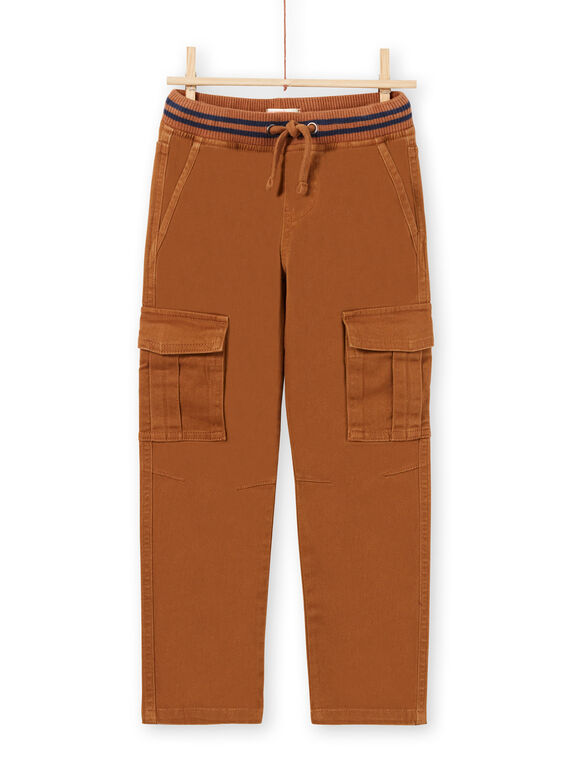 Pantalón cargo de sarga de color marrón para niño MOJOPAMAT4 / 21W90227PAN812