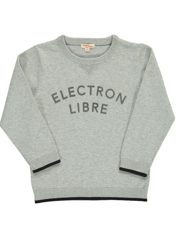Boys' grey statement sweater DOJOPUL1 / 18W90231D2EJ908