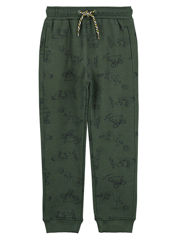 Pantalón de chándal de muletón con estampado de dinosaurio de color caqui GOJAUPAN2 / 19W902H2PAN609