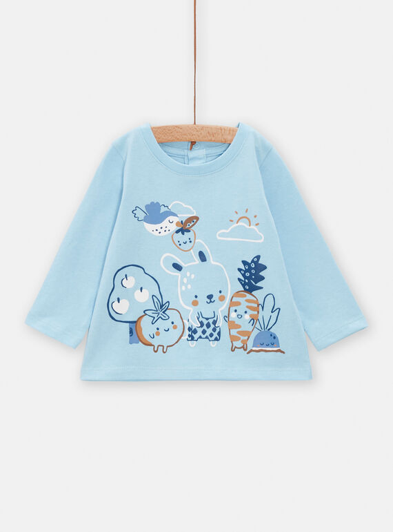 Camiseta azul con estampado de fantasía para bebé niño TUDETEE3 / 24SG10J2TMLC201