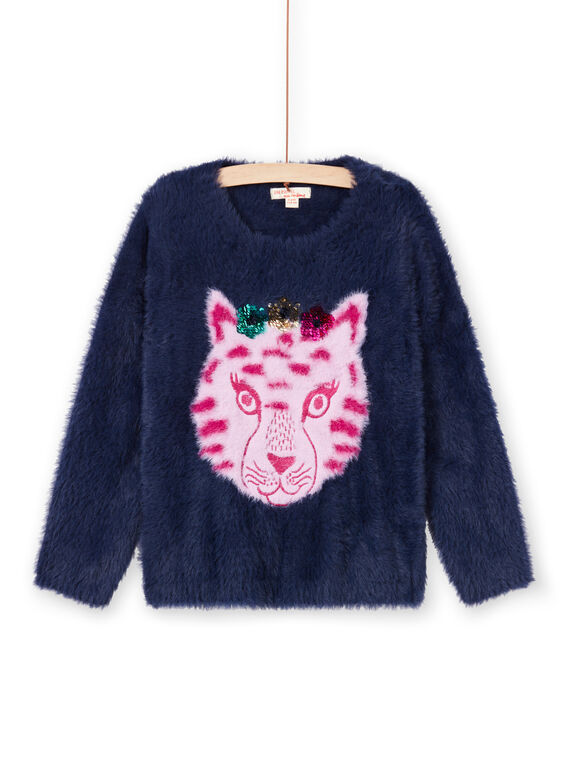 Jersey azul marino de pelo artificial para niña MATUPULL / 21W901K1PUL070