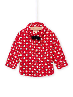 Camisa oxford roja con estampado de pingüino, copos y pajarita para bebé niño MUNOCHEM / 21WG10Q2CHM050