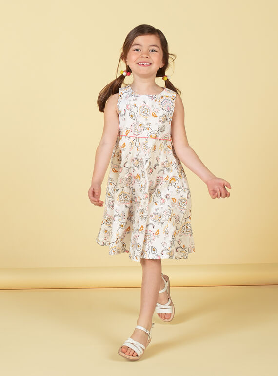 Vestido de color crudo y amarillo con estampado paisley LAPOEROB1 / 21S901Y1ROB001