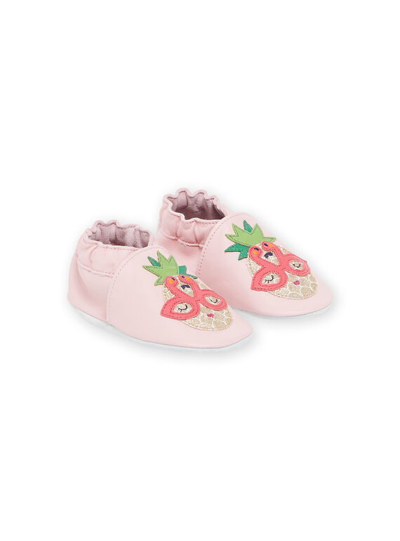 Zapatillas de piel de color rosa con parche de piña con brillo RICHOSPINEA / 23KK3743D3S030