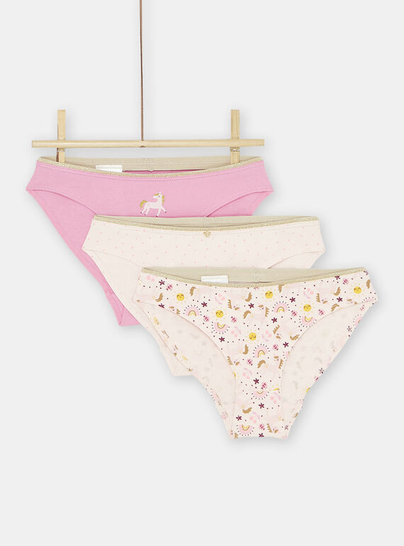 Pack de 3 braguitas rosas para niña SEFALOTLIC / 23WH1164D5LD327