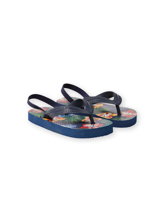 Chanclas de color azul marino con estampado tropical para niño LGTONGTROPI / 21KK3664D01070