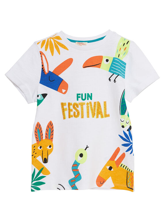 Camiseta de manga corta de color blanco con estampado de animales fantásticos para niño JOMARTI3 / 20S902P6TMC000