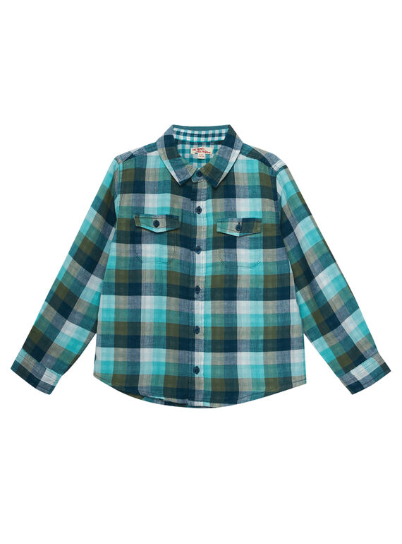 Camisa de cuadros de tonos de color turquesa para niño JOCLOCHEM / 20S90211CHM715