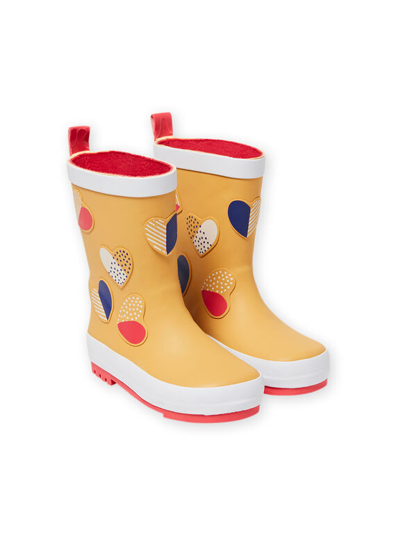 Botas de agua de color naranja con estampado de corazones de fantasía para niña MAPLUICOEUR / 21XK3511D0C400