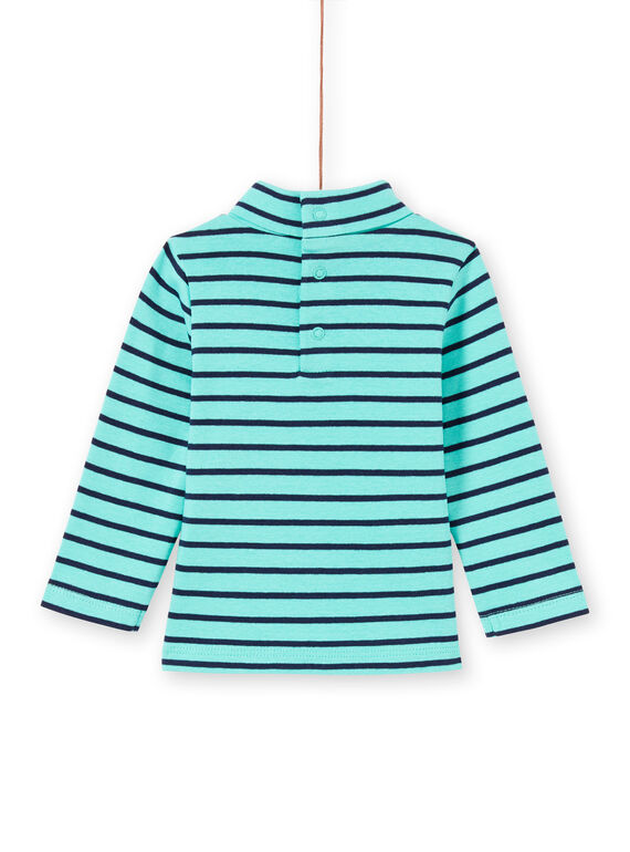 Jersey fino de color turquesa y azul marino de rayas para bebé niño MUJOSOUP1 / 21WG10N2SPL209