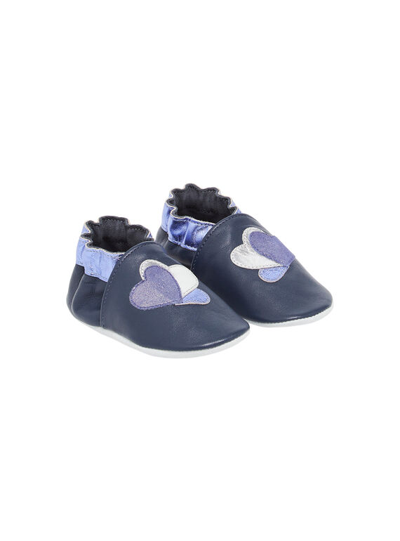 Patucos de piel de color azul con parche de corazones RICHOSHEART / 23KK3742D3SC201