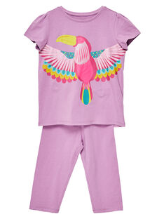 Pijama de punto de color malva para niña JEFAPYJTOUC / 20SH1122PYJH700