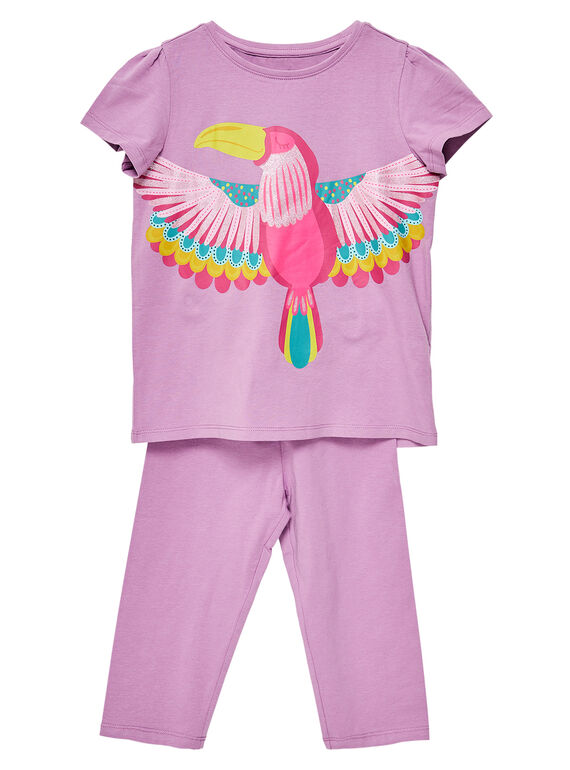 Pijama de punto de color malva para niña JEFAPYJTOUC / 20SH1122PYJH700