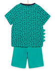 Pijama verde fosforescente con dibujo de cocodrilo para niño NEGOPYCDRA / 22SH12HAPYJ630