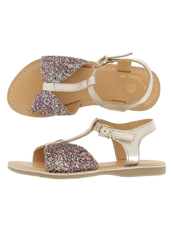 Girls' leather sandals CFSANDBOW / 18SK35WFD0E954