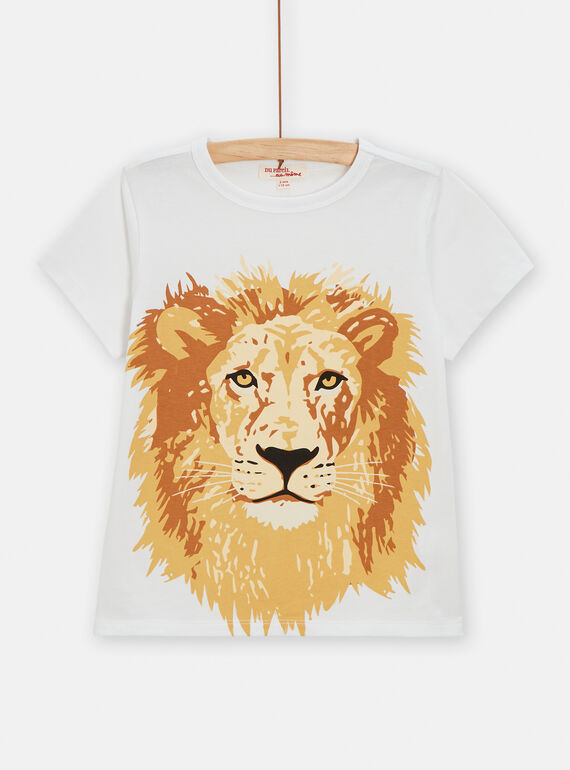 Camiseta blanca con estampado de león para niño TOJOTI4 / 24S902D1TMC000