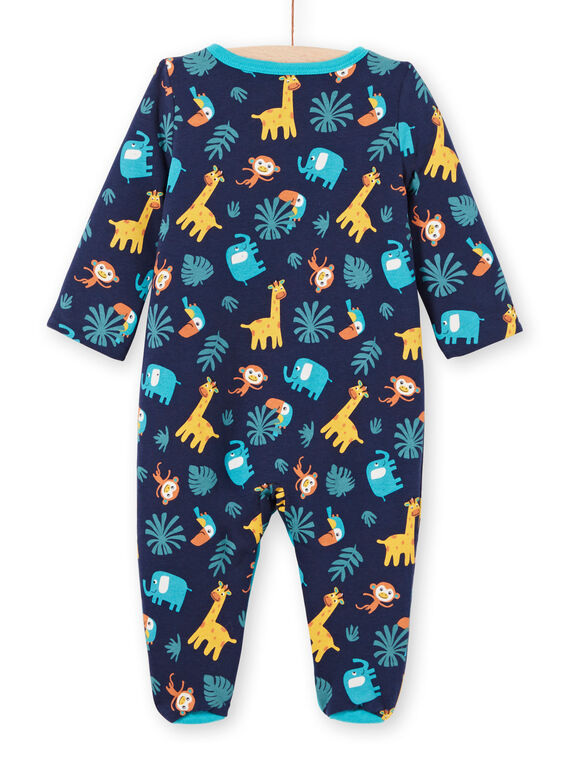 Pelele reversible de color azul noche con estampado animal para bebé niño MEGAGREANI / 21WH1486GREC205