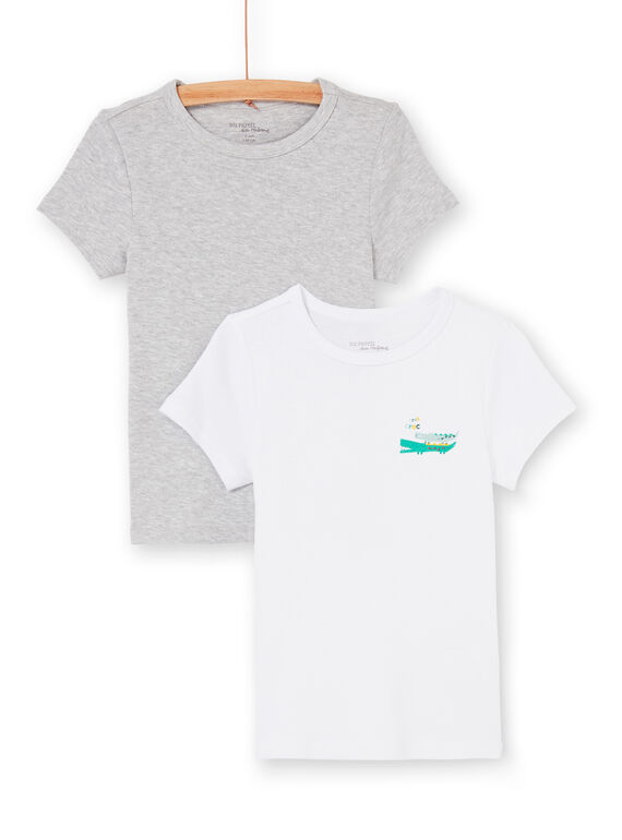 Pack de 2 camisetas de color gris jaspeado y blanco, para niño LEGOTELCRO / 21SH1223HLI000
