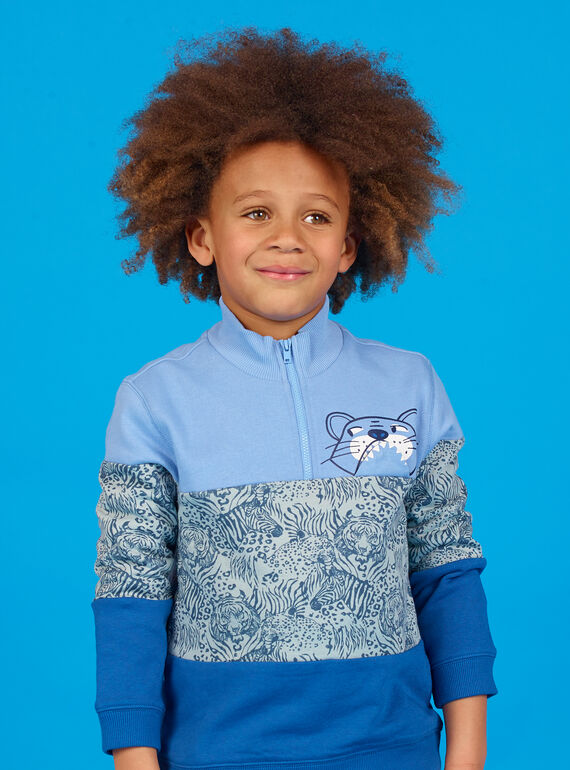 Sudadera colorblock de color azul lavanda para niño LOBLESWE / 21S902J1SWEC208