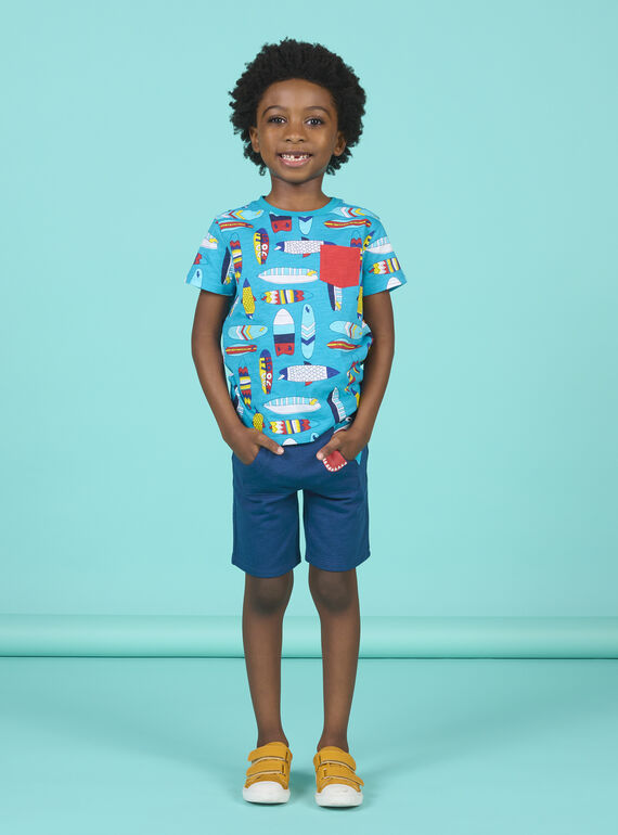 Camiseta de manga corta de color azul, para niño NOFICTI4 / 22S902U1TMCC215