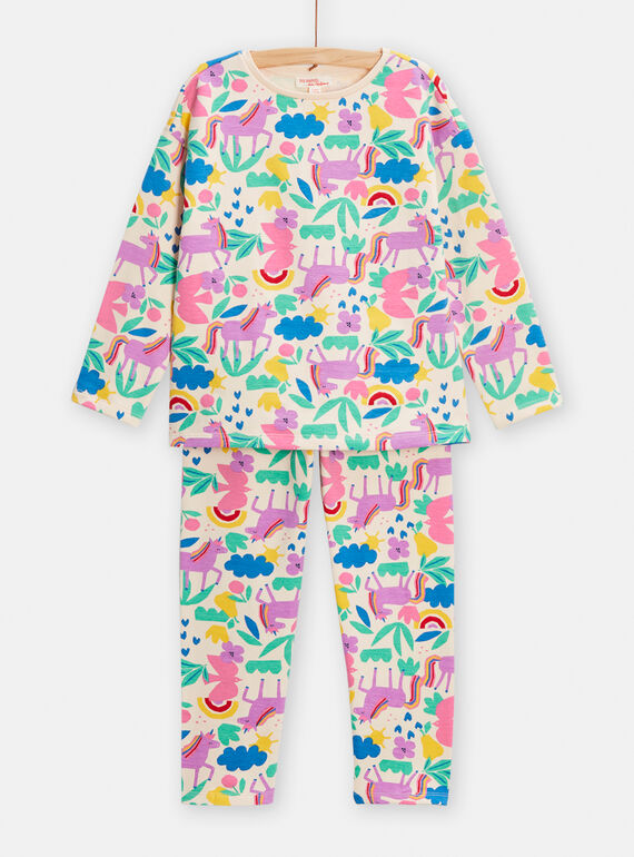 Pijama de color crudo con estampado gráfico para niña TEFAPYJUNI / 24SH1144PYJ003