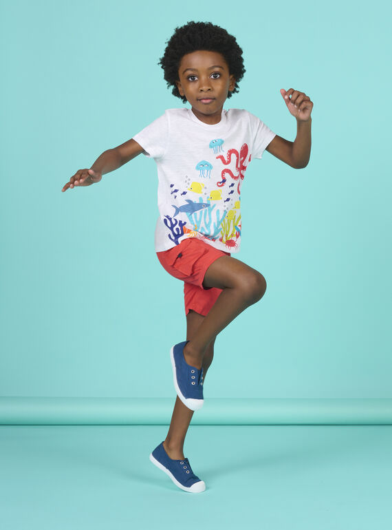 Camiseta blanca con estampado de fondo marino para niño NOFICTI2 / 22S902U5TMC000