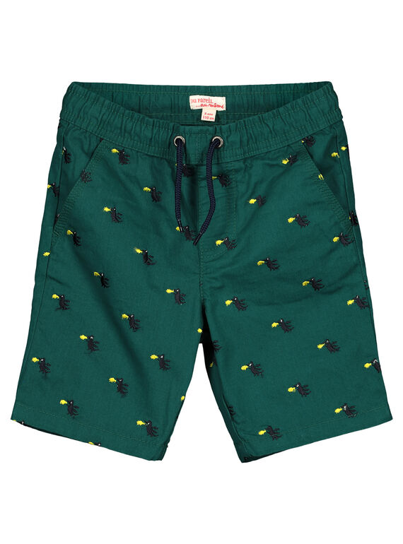 Bermudas Verde de sarga bordada GOVEBER1 / 19W90221BERG614