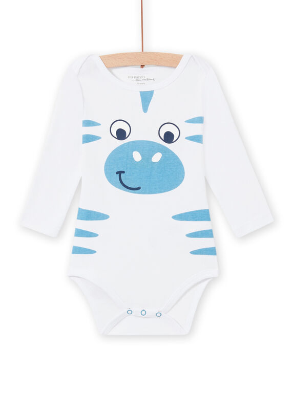 Body blanco con estampado de cebra para bebé niño MEGABODZEB / 21WH14C1BDL000